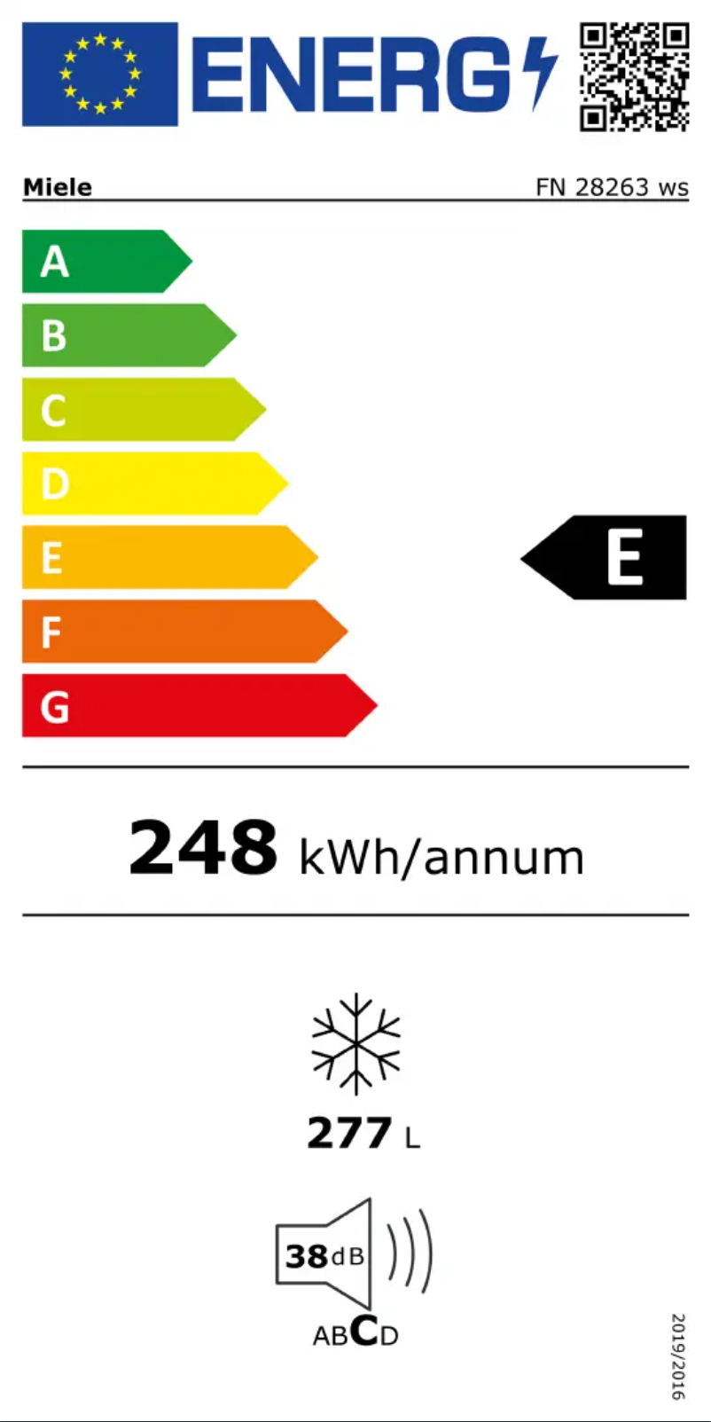 Page 1 of the manual Energy Label Miele FN 28263 ws