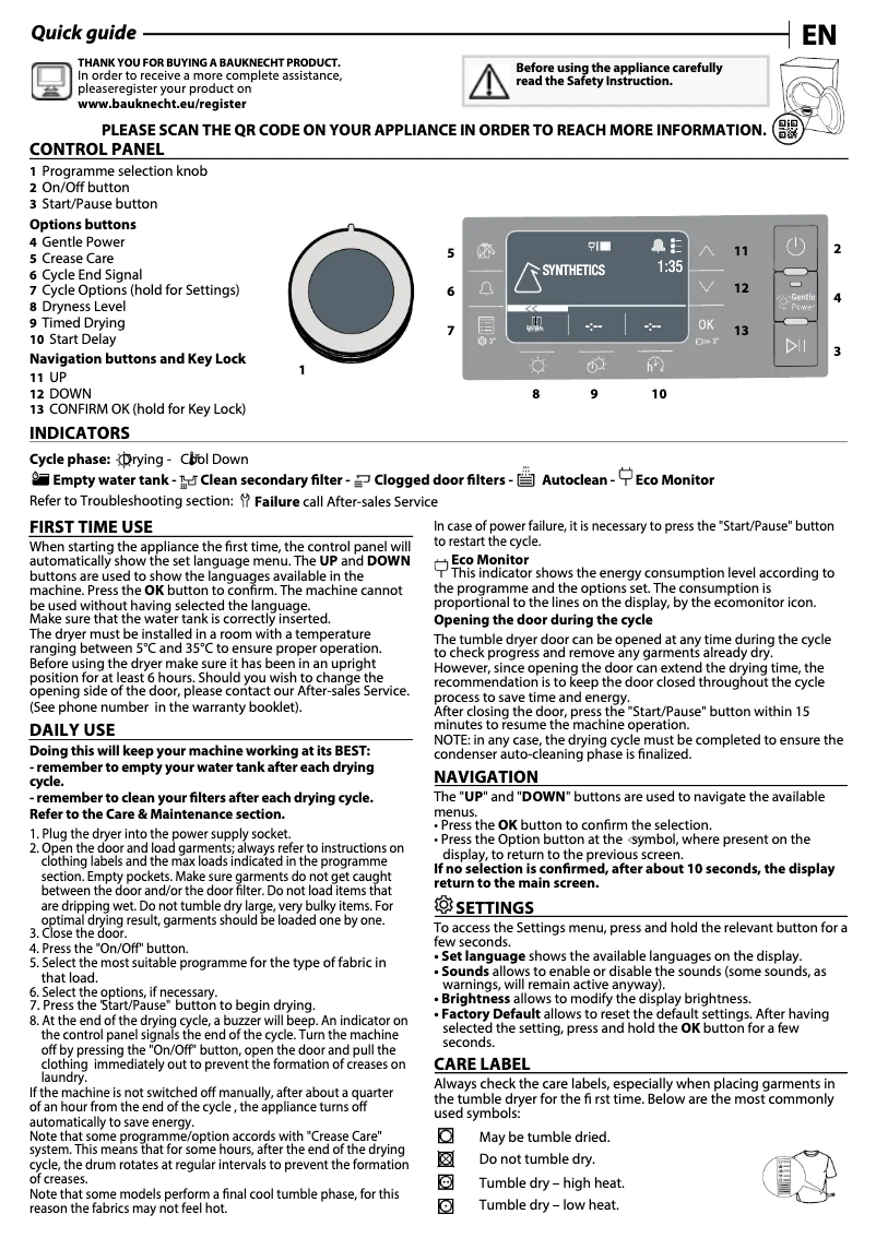 First page image of the manual for B8 D83WB EE