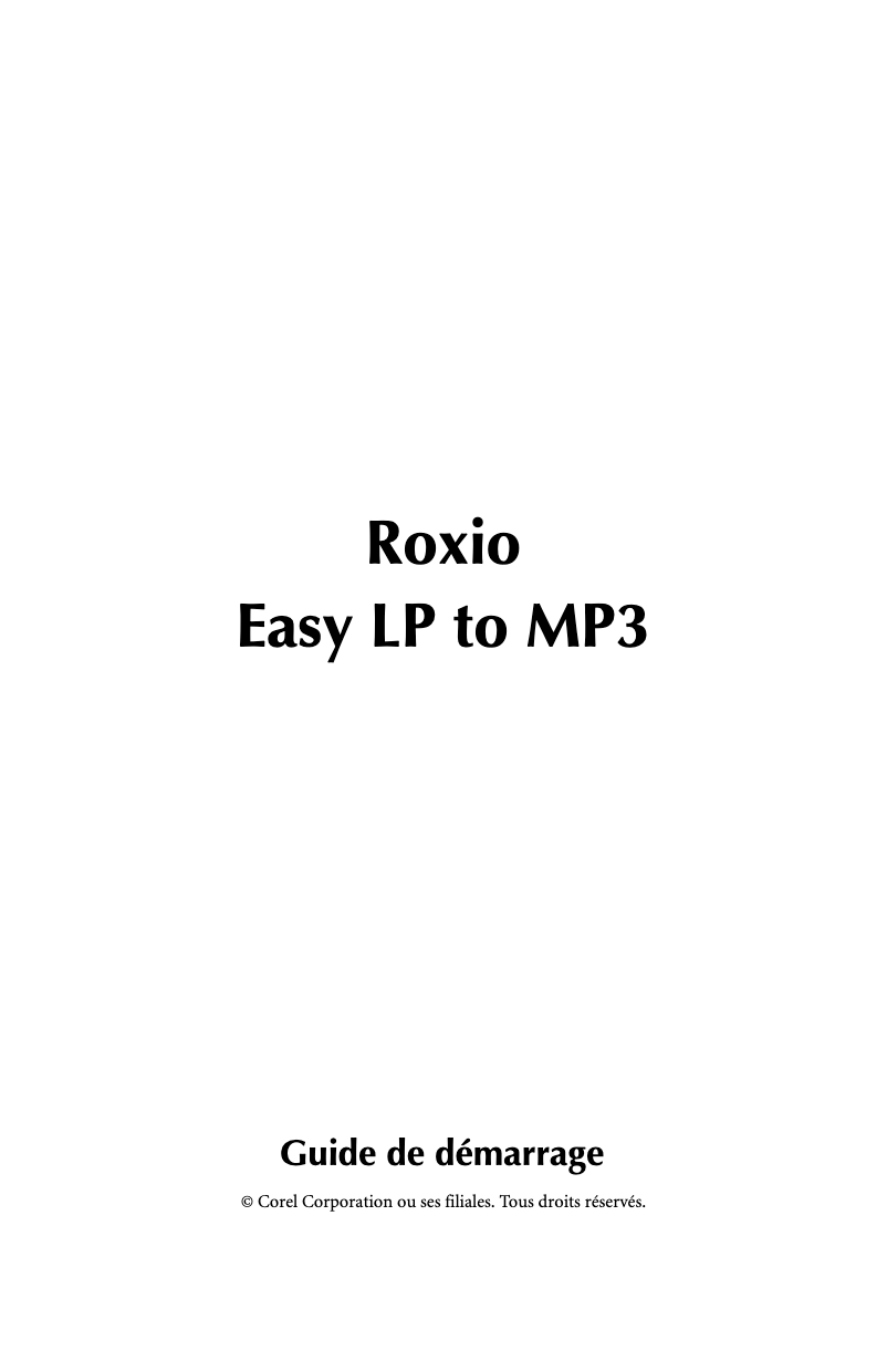 First page image of the manual for Roxio easy LP to MP3