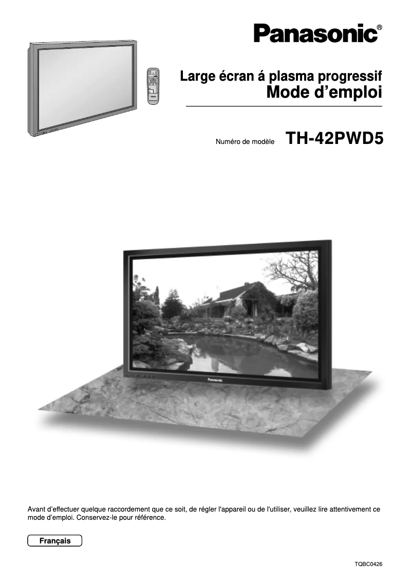 First page image of the manual for TH-42PWD5RY