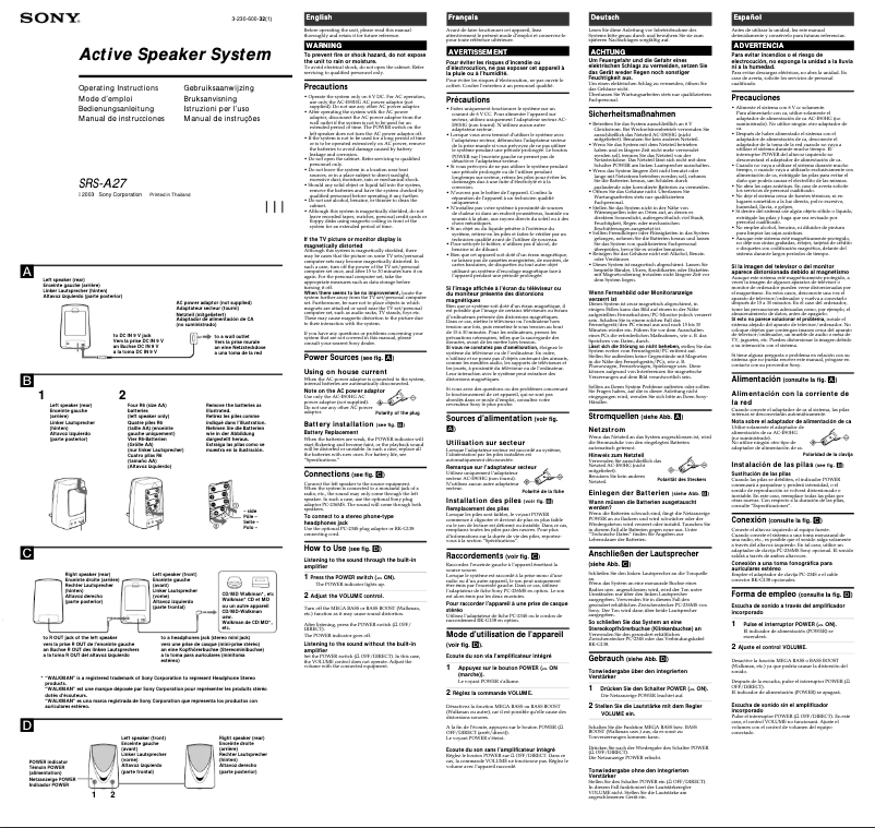 First page image of the manual for SRS-A27