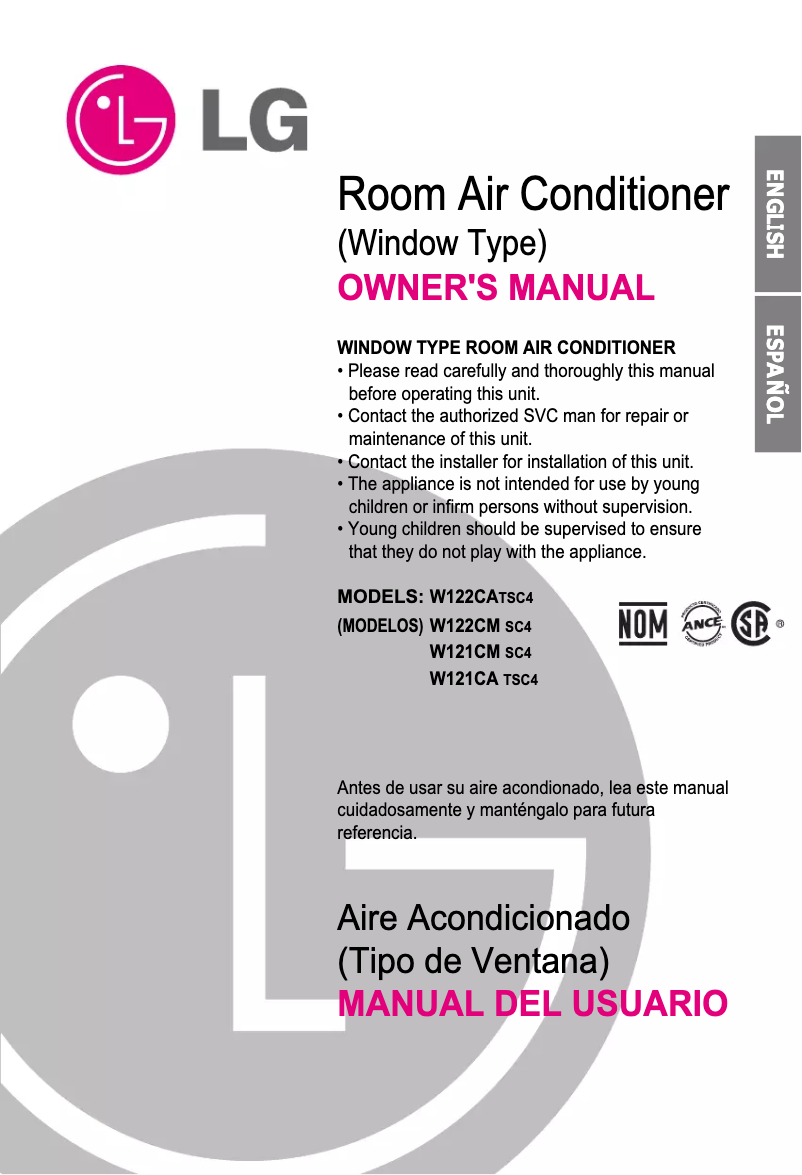 First page image of the manual for TWC123CBAA4