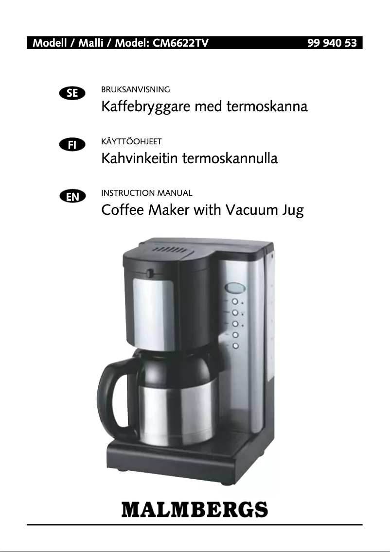 Page 1 of the manual User Manual Malmbergs CM6622TV