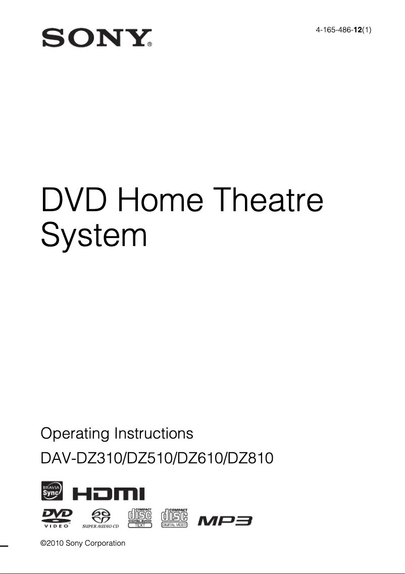 First page image of the manual for DAV-DZ810