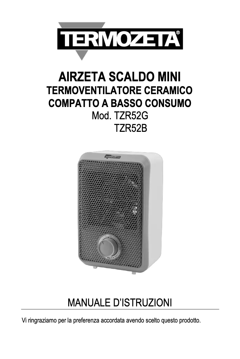 Page 1 of the manual User Manual Termozeta TZR52G