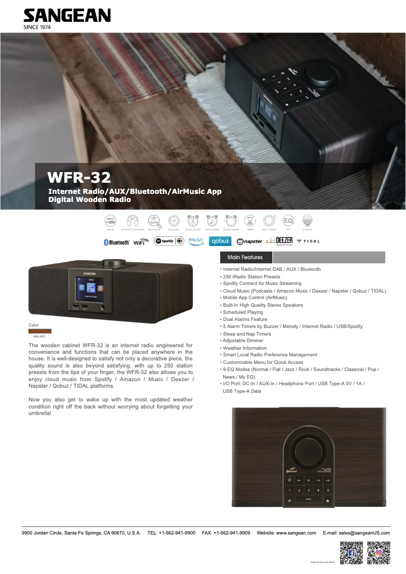 Page 1 of the manual Technical Sheet Sangean WFR-32