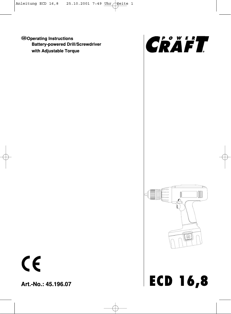 Image de la première page du manuel de l'appareil ECD 16,8