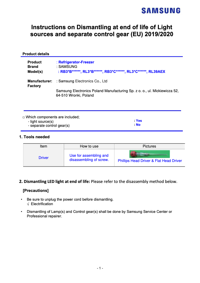 Page 1 of the manual User Manual Samsung RB38C7B6BAP