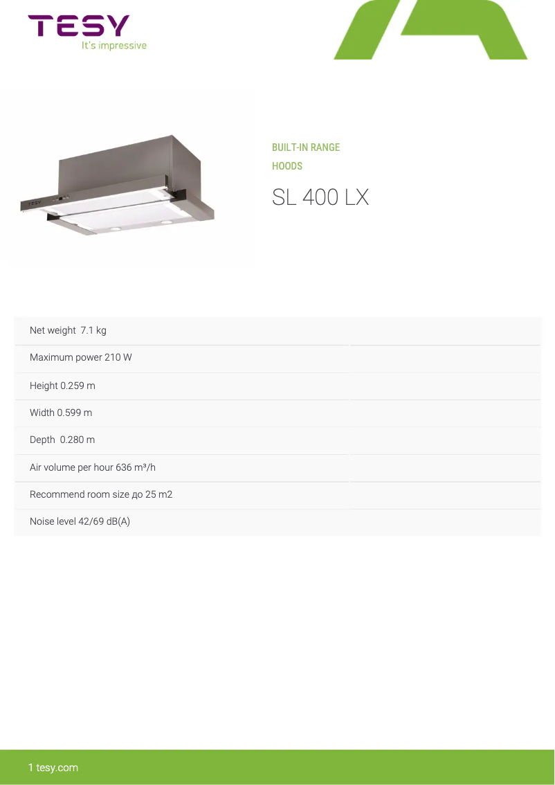 Page 1 of the manual User Manual Tesy SL 400 LX
