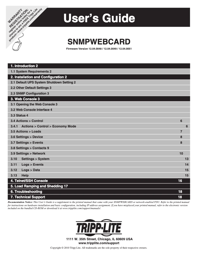 First page image of the manual for SNMPWEBSOLOHV