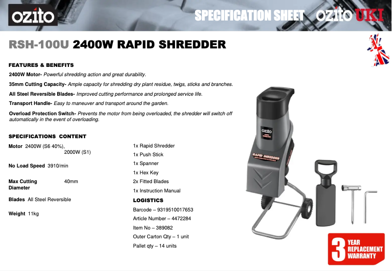 First page image of the manual for RSH-100U