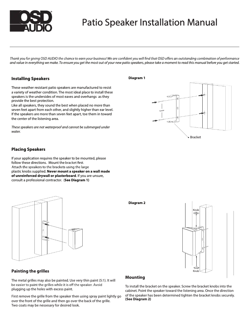 Page 1 of the manual User Manual OSD Audio AP450