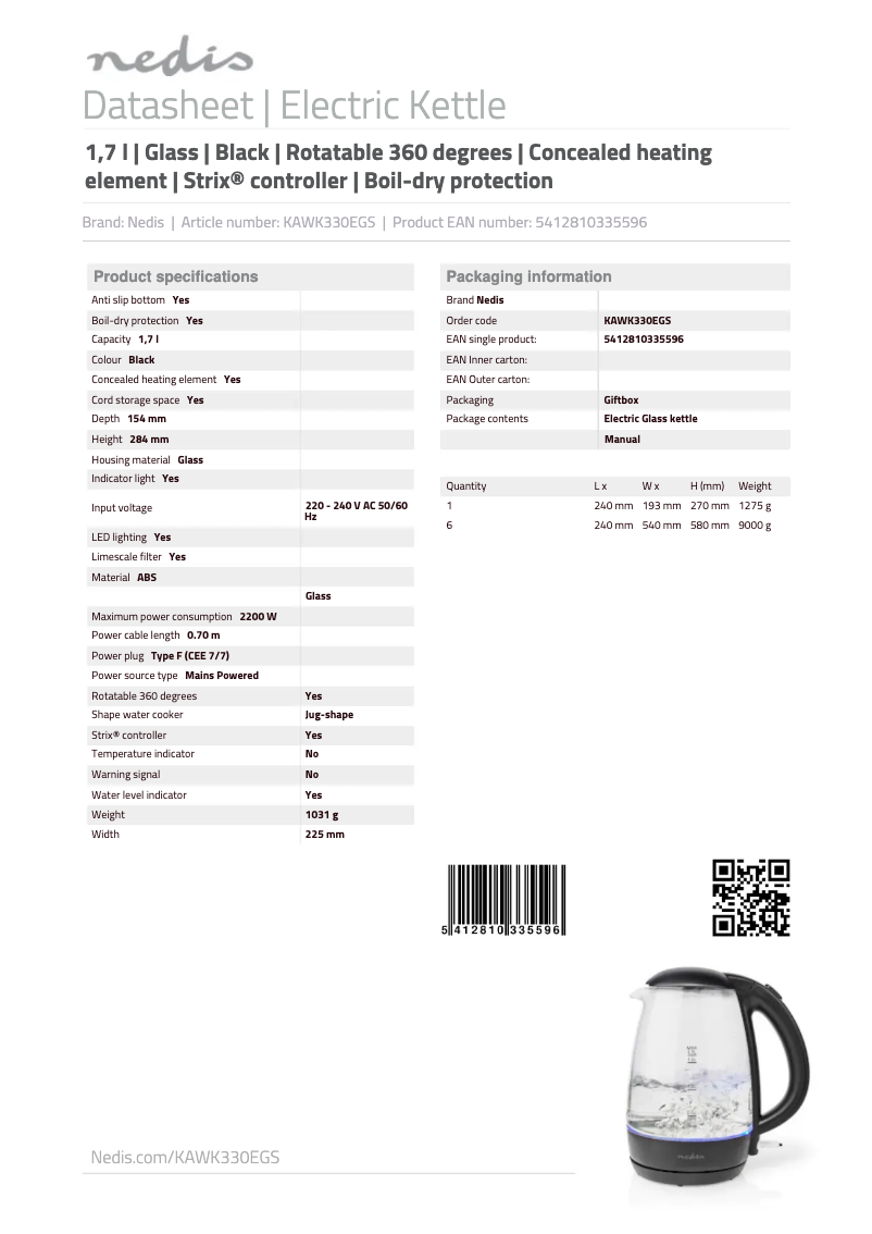 Page 1 of the manual User Manual Nedis KAWK330EGS