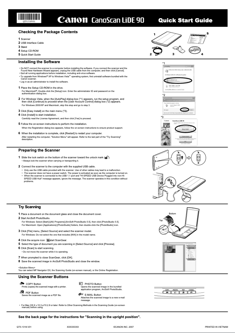 Page 1 of the manual User Manual Canon CanoScan LiDE 90