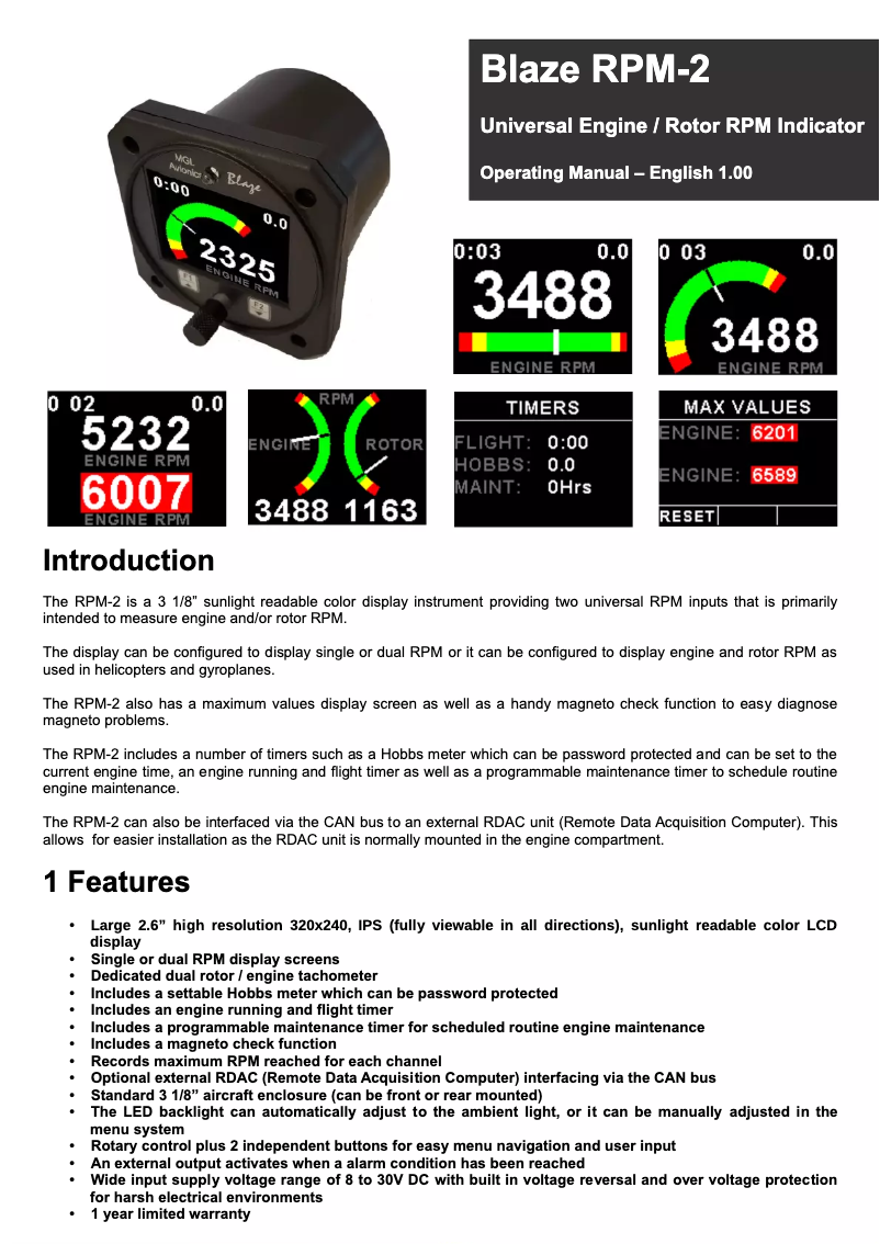 First page image of the manual for RPM-2