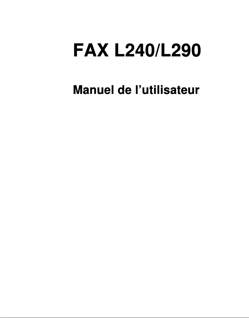 First page image of the manual for FAX-L290