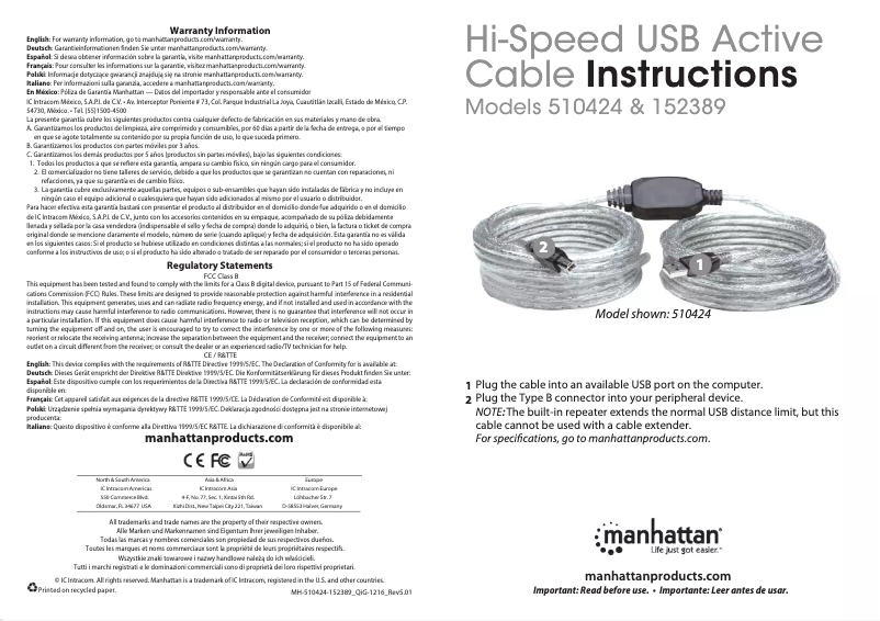 First page image of the manual for 510424
