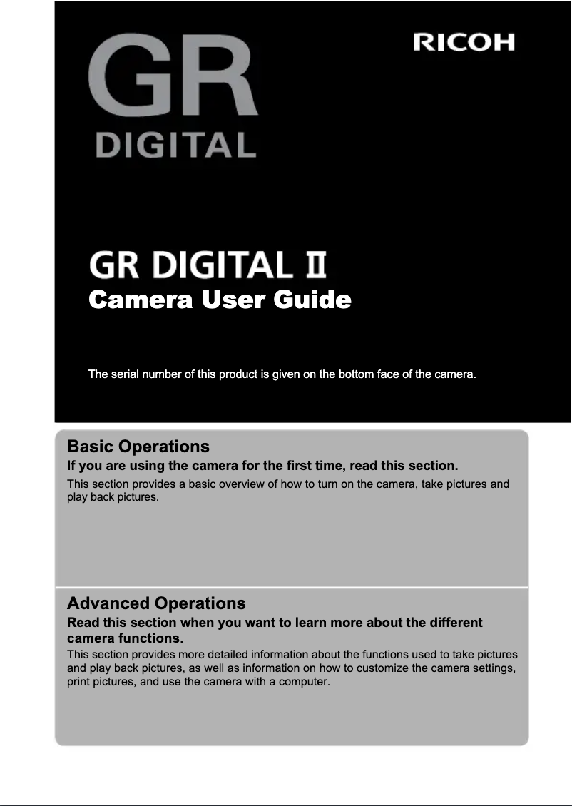Page 1 of the manual User Manual Ricoh GR Digital II