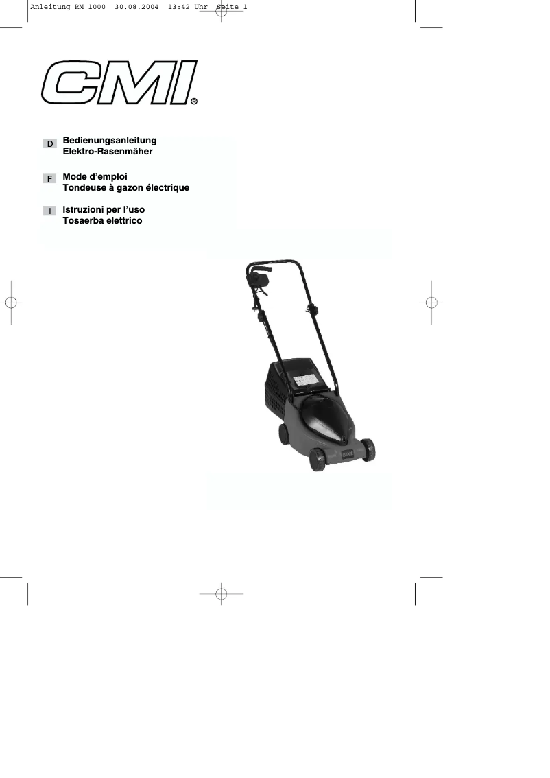 First page image of the manual for RM 1000