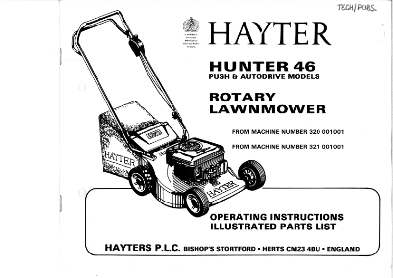 First page image of the manual for Hunter 46