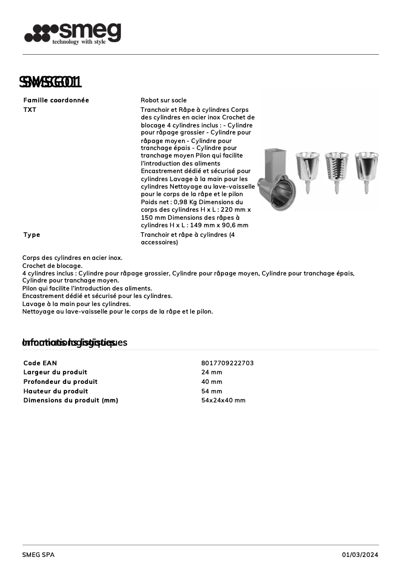 Image de la première page du manuel de l'appareil SMSG01