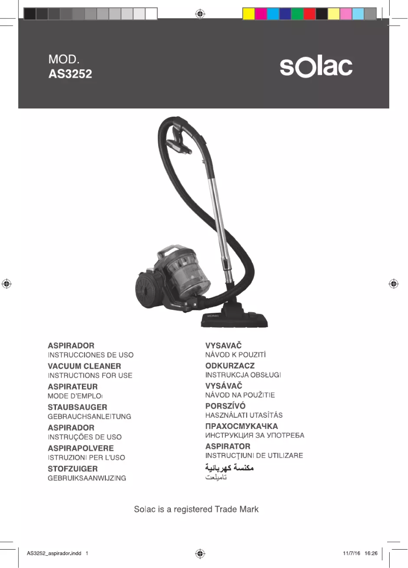 Page 1 of the manual User Manual Solac Multicyclonic AAA AS3252