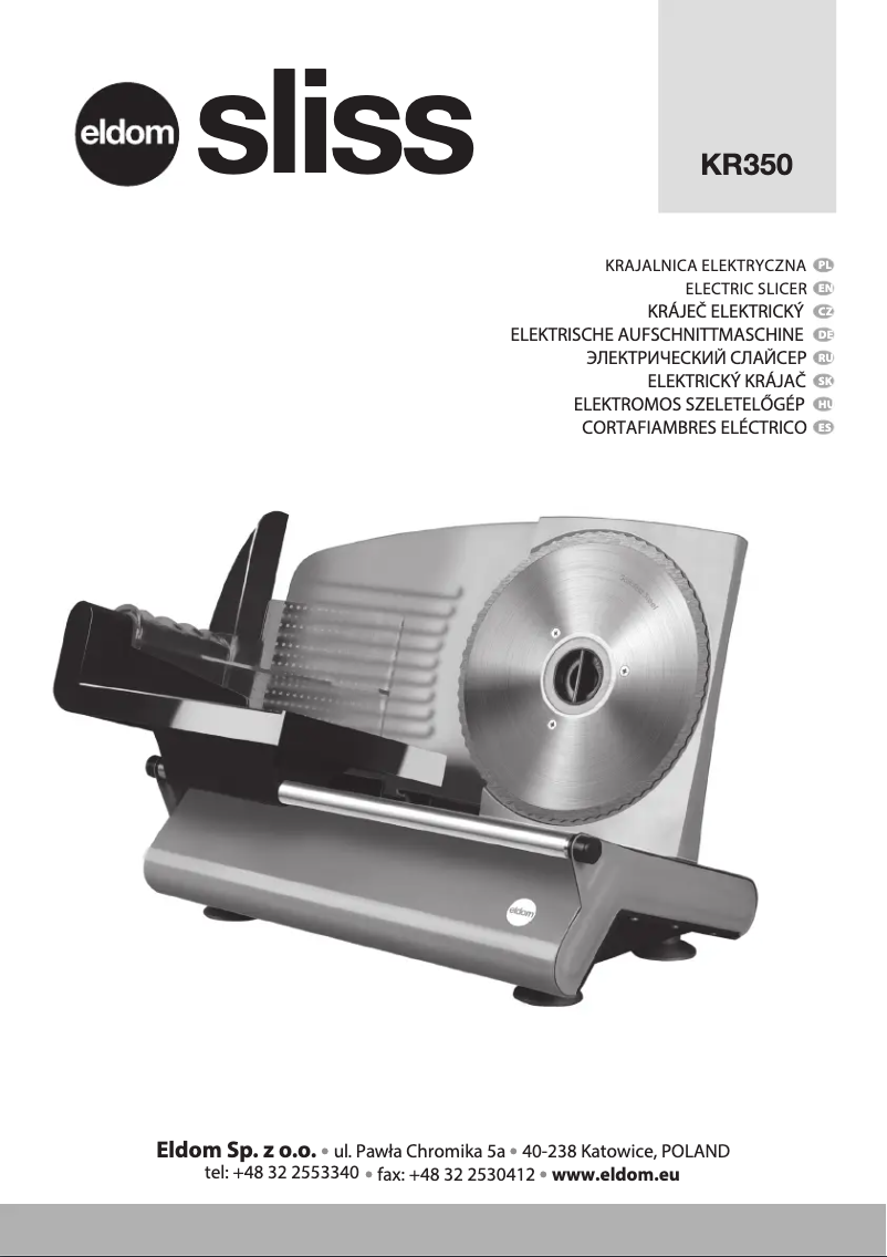 Page 1 of the manual User Manual Eldom Sliss KR350