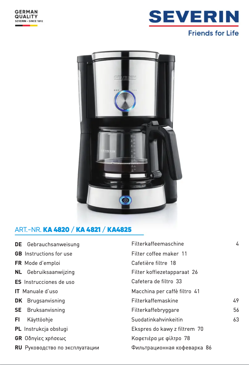 First page image of the manual for KA 4821