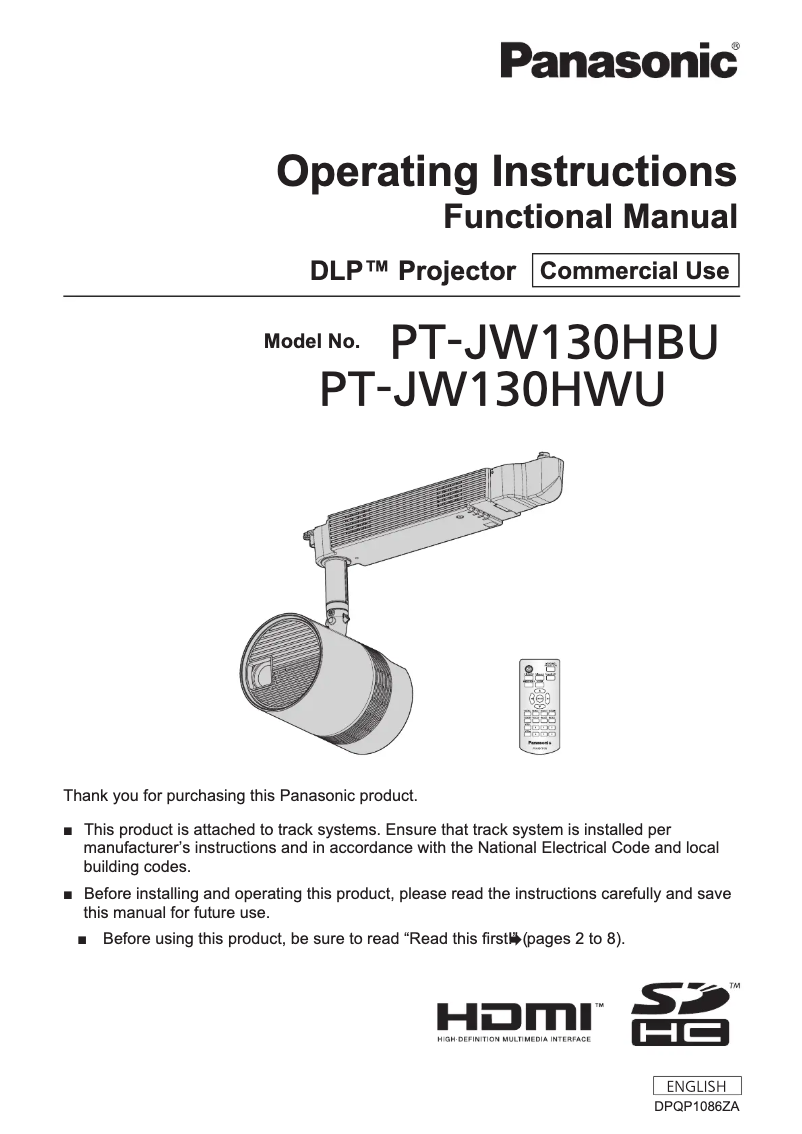First page image of the manual for PT-JW130