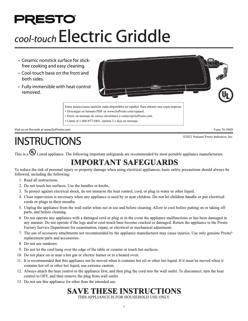 First page image of the manual for cool-touch 07055