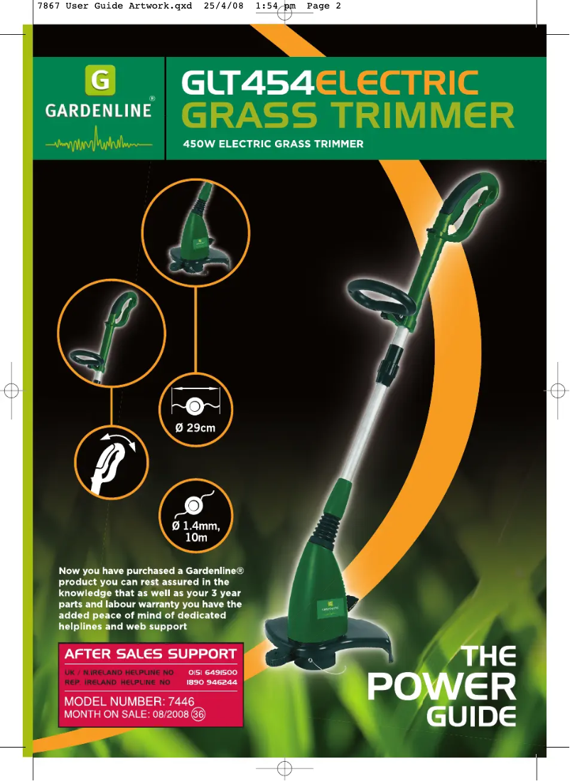 First page image of the manual for GLT 454