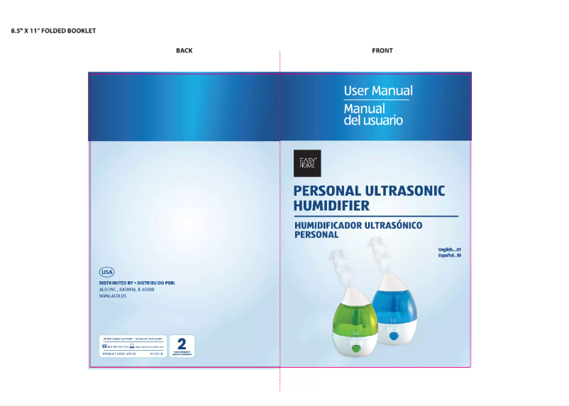 First page image of the manual for Personal Ultrasonic Humidifier 49136