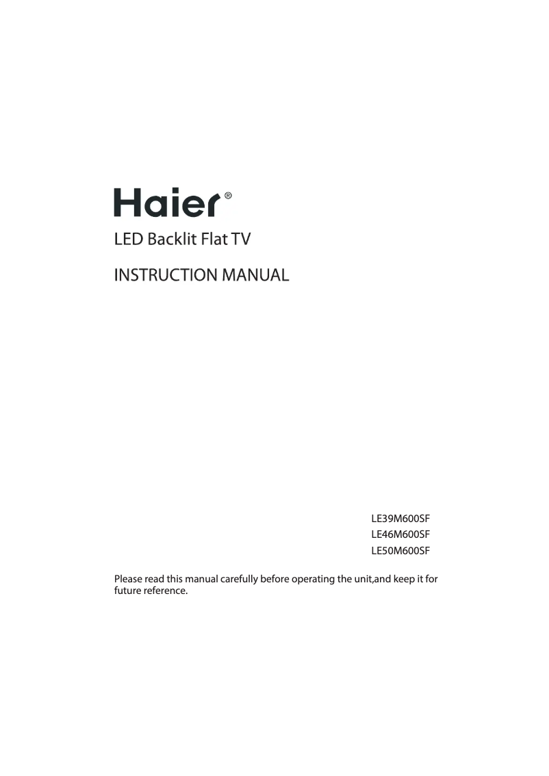 Page 1 of the manual User Manual Haier LE46M600SF