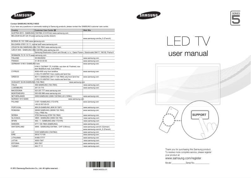 Page 1 of the manual User Manual Samsung UE32EH5300