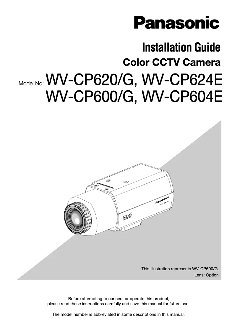 First page image of the manual for WV-CP620