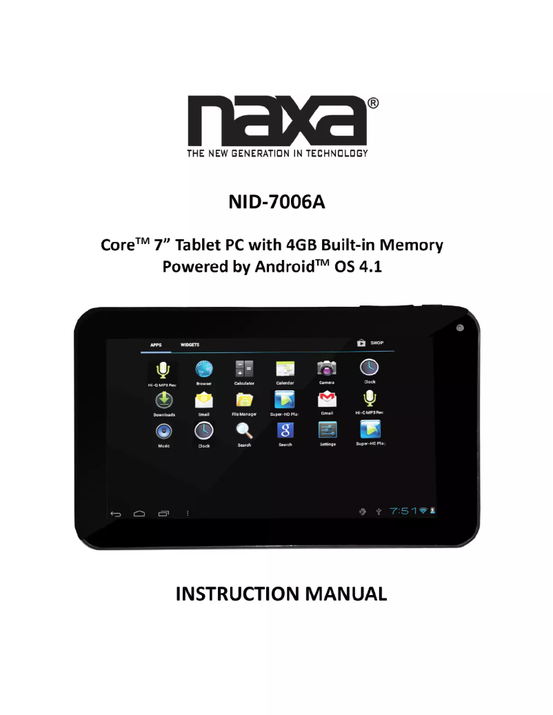 Page 1 of the manual User Manual Naxa NID-7006A