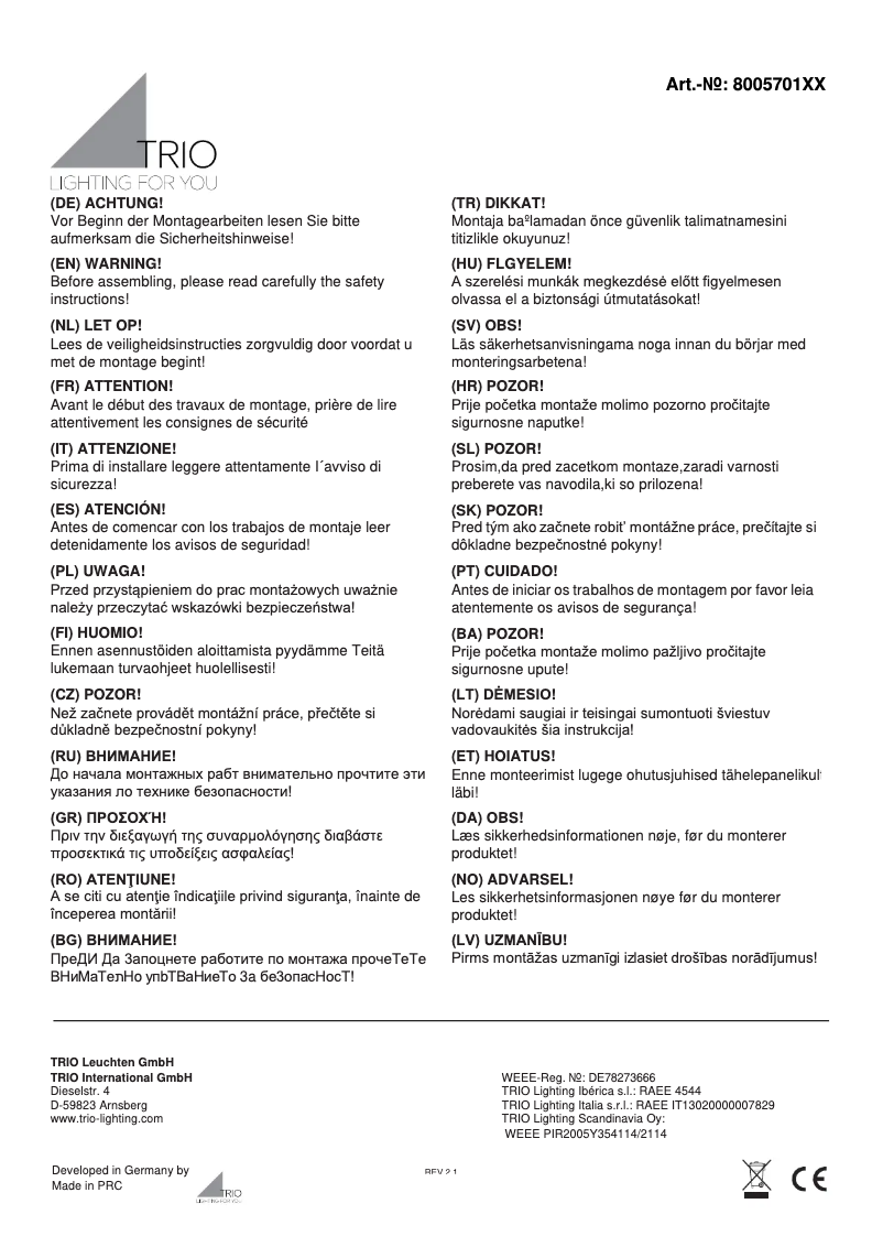 First page image of the manual for Carl 800570104