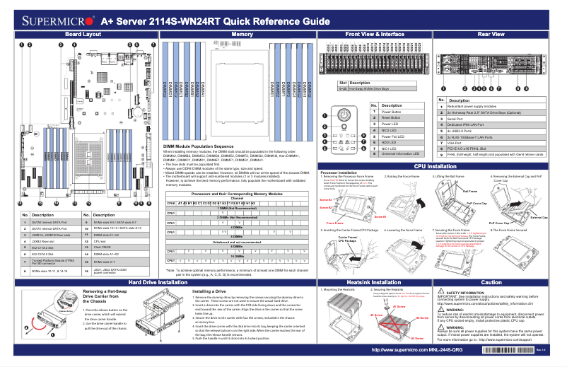 First page image of the manual for A+ Server 2114S-WN24RT