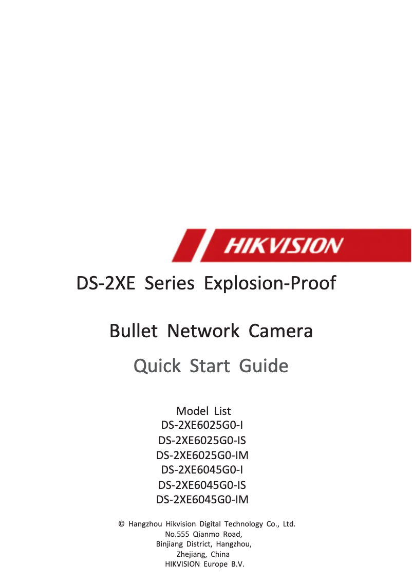 First page image of the manual for DS-2XE6045G0-IS