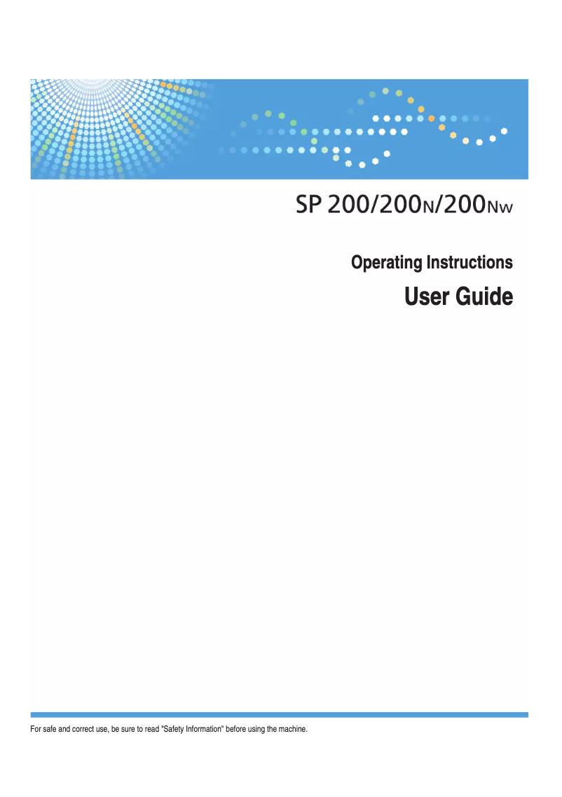 First page image of the manual for SP 200N