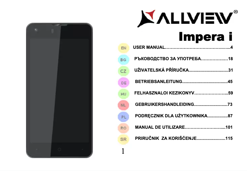 Page 1 of the manual User Manual Allview Impera i8