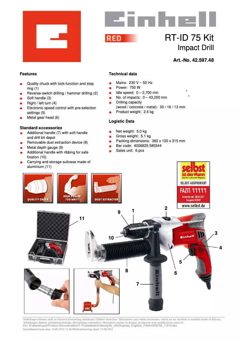 First page image of the manual for RT-ID 75