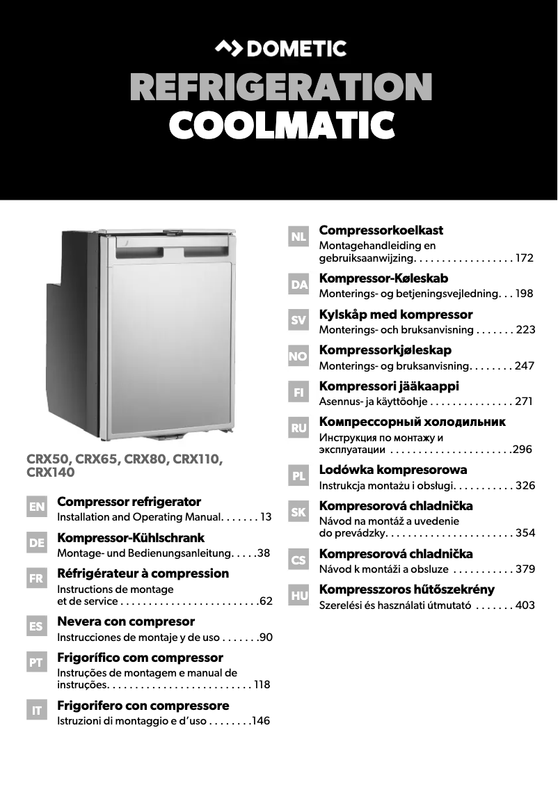 First page image of the manual for CoolMatic CRX 80