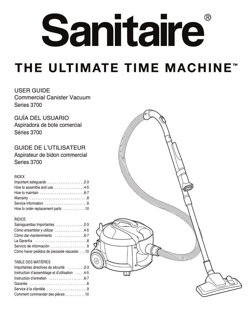 Page 1 of the manual User Manual Sanitaire Extend SC3700A