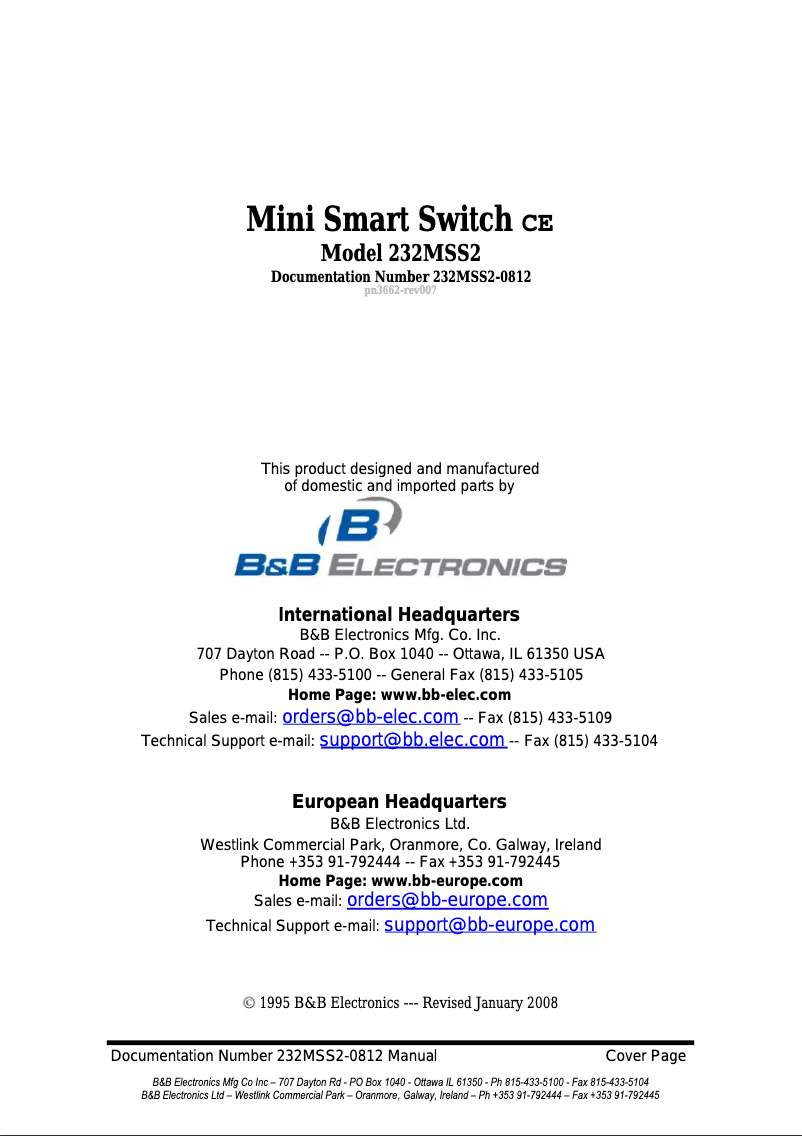 First page image of the manual for 232MSS2