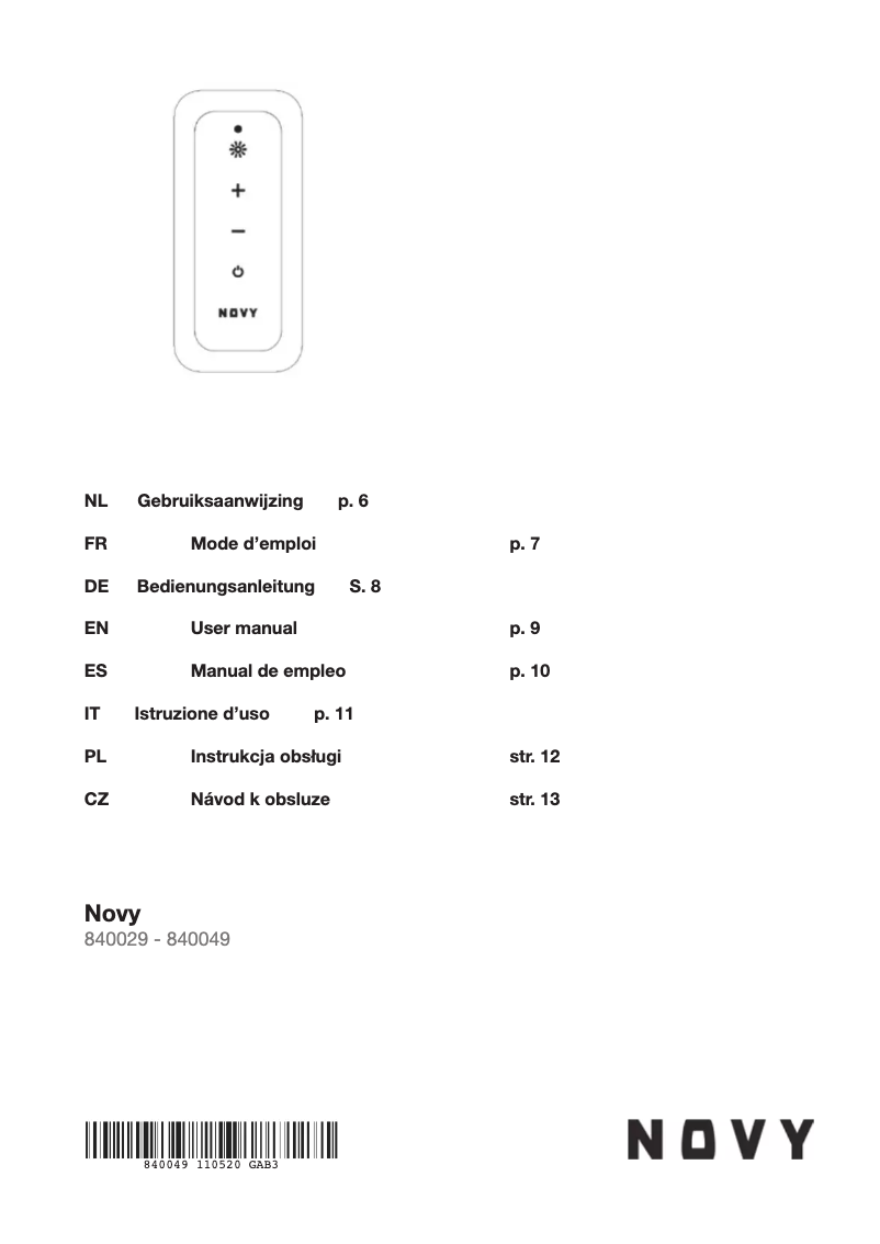 First page image of the manual for 840049