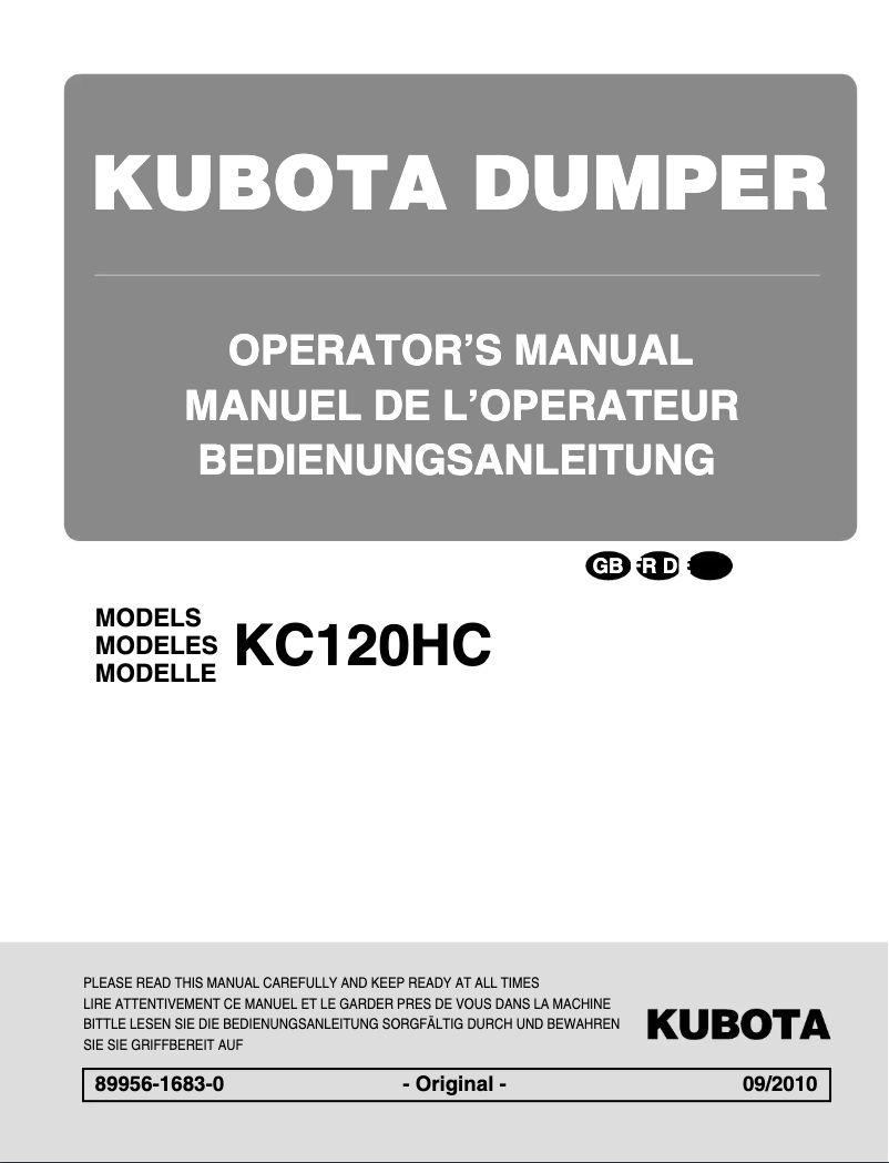 First page image of the manual for KC70