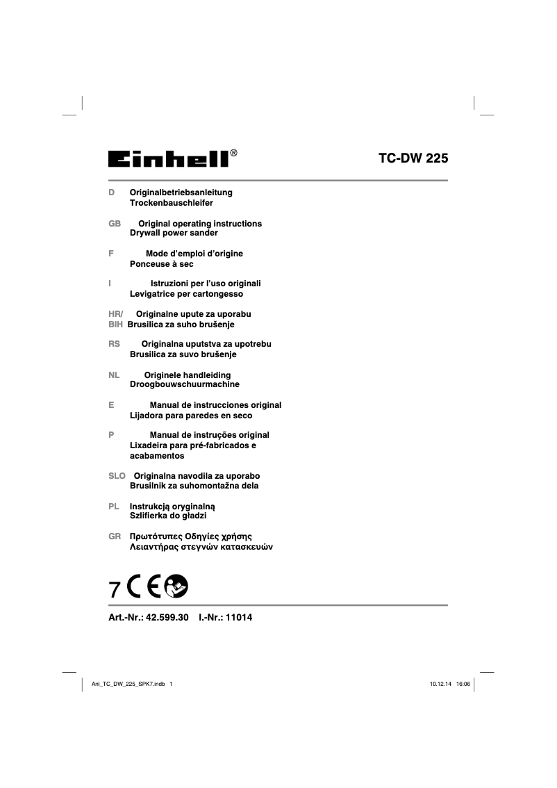 Page 1 of the manual User Manual Einhell TC-DW 225