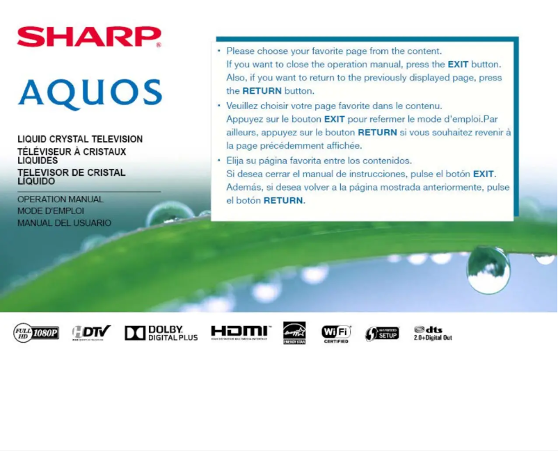 Page 1 of the manual User Manual Sharp LC60LE661U