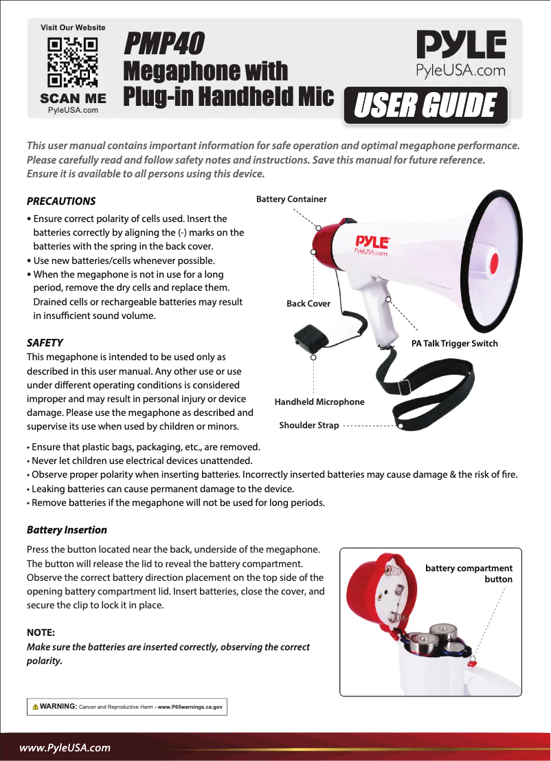 Page 1 of the manual User Manual Pyle PMP40